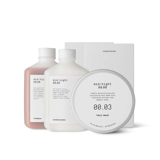MID/NIGHT 00.00 rinkinys pilnai plaukų priežiūrai